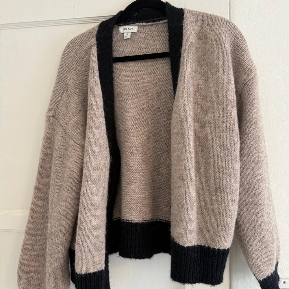 Tan and Black Cardigan Sweater